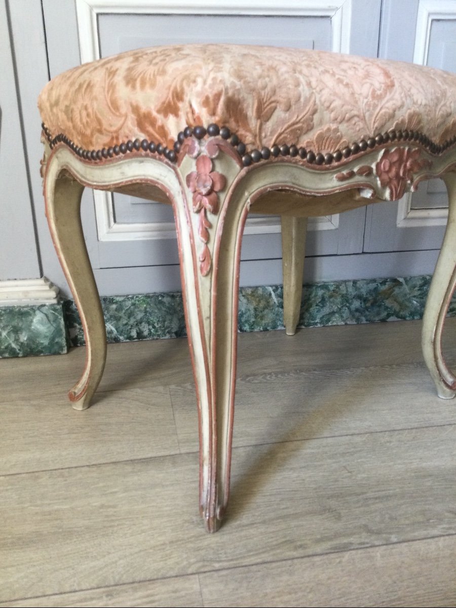 Louisxv Style Stool In Two Tone Lacquered Wood-photo-2