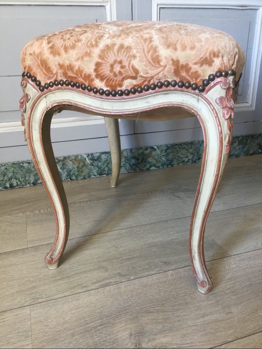 Tabouret De Style Louisxv En Bois Laqué De Deux Tons-photo-4