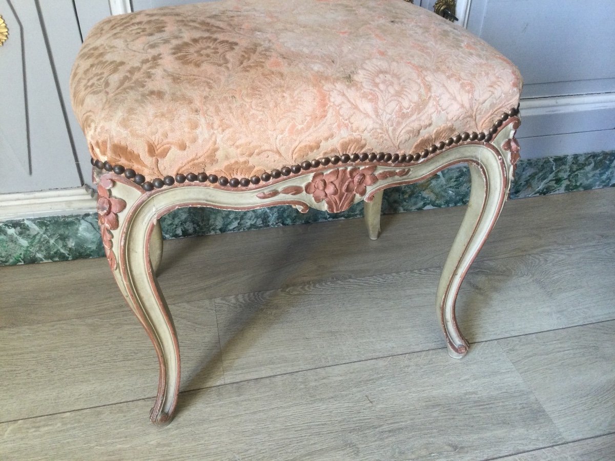 Tabouret De Style Louisxv En Bois Laqué De Deux Tons