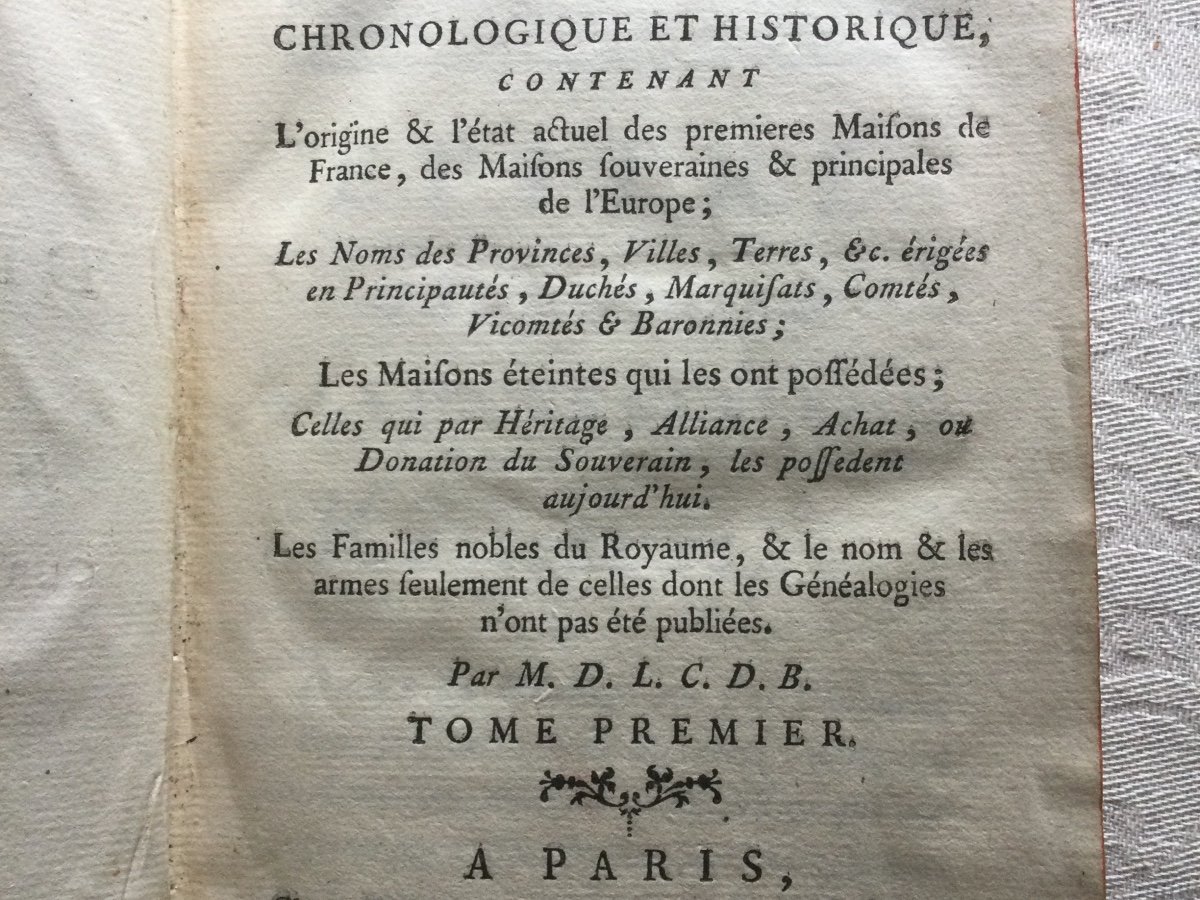 Dictionnaire Généalogie Trois Tomes époque XVIIIéme 