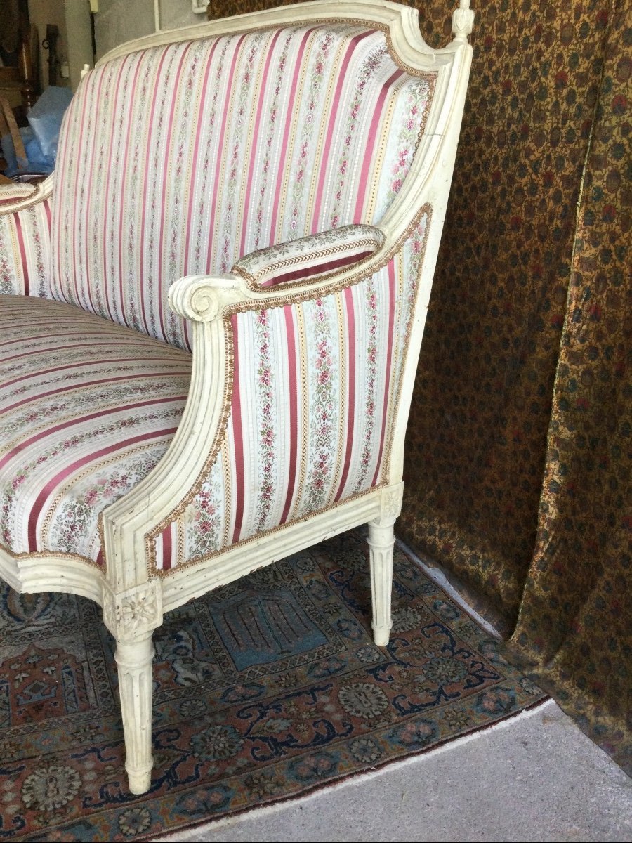 Rare Small Sofa In Bergère Louis XVI Period-photo-2