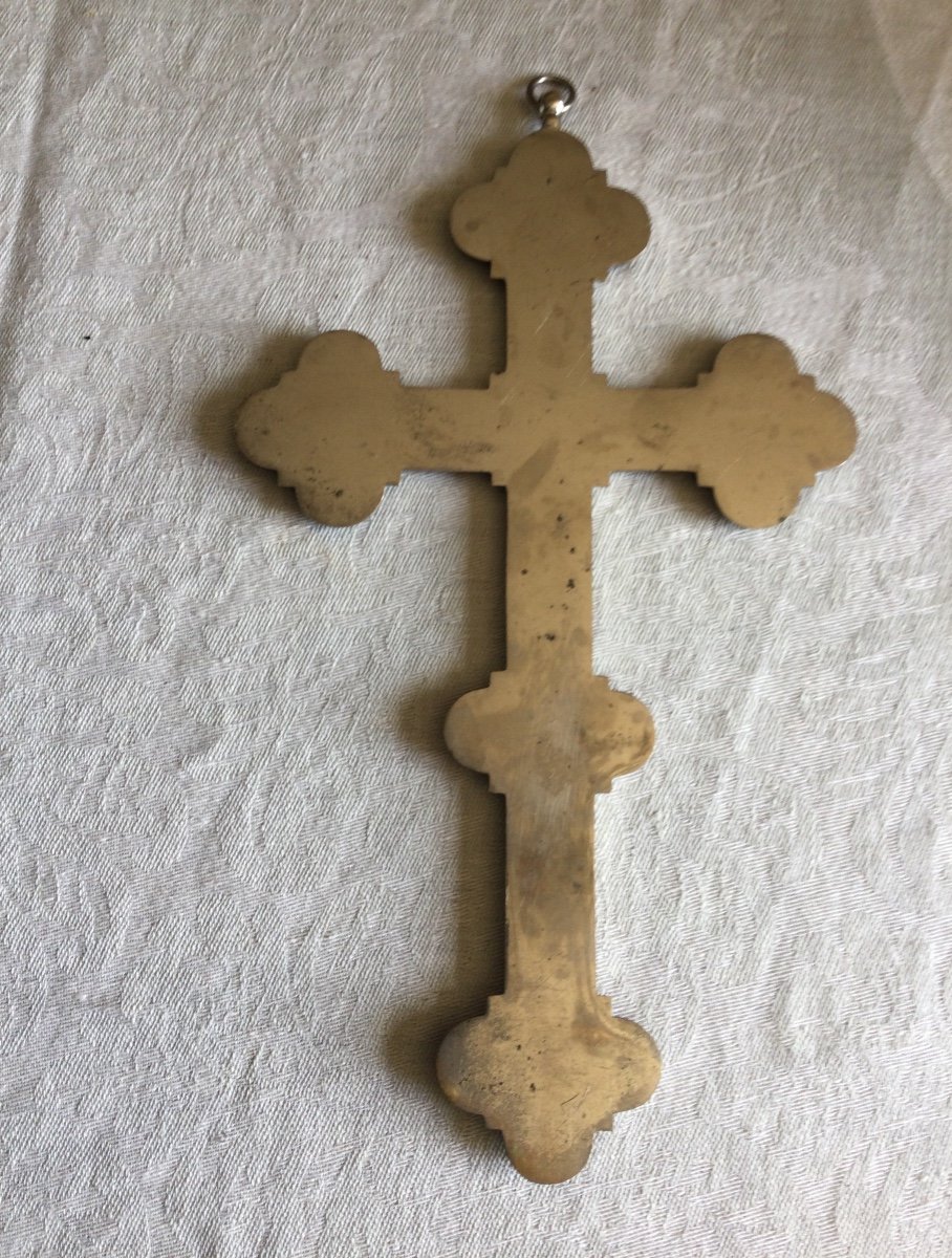 Large Cross In Micro Glass Mosaic Italian Work Height 26.5 Cm-photo-4
