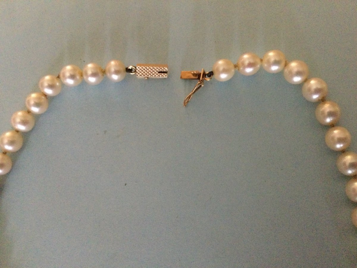 Collier De Perles Fermoir En Or Longueur 56,5 Cm Diamètre Des Perles 6mm-photo-3