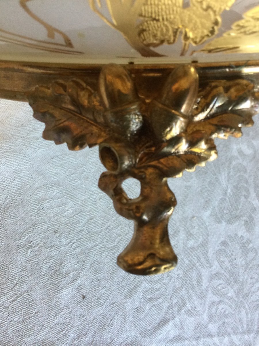 Beautiful Baccarat Cup In White Opaline Gold Decor Gilt Bronze Frame-photo-2