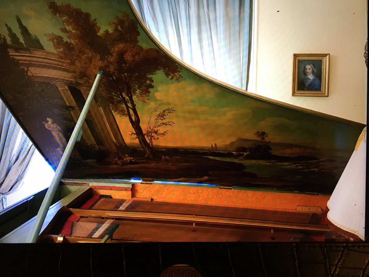 Rare Et Exceptionnel Piano De Marque Erard De Style Louis XVI Entièrement Peint-photo-3