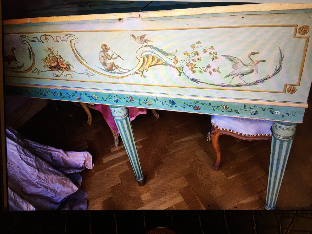 Rare Et Exceptionnel Piano De Marque Erard De Style Louis XVI Entièrement Peint-photo-2
