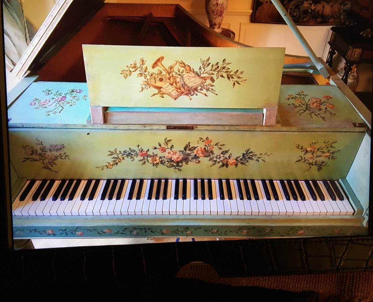 Rare Et Exceptionnel Piano De Marque Erard De Style Louis XVI Entièrement Peint-photo-4