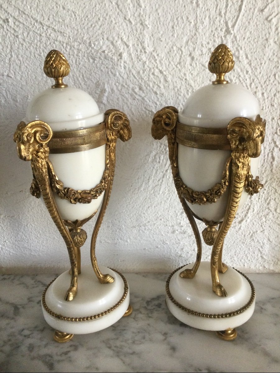 Pair Of Cassolette Convertible Into Candlestick-photo-2