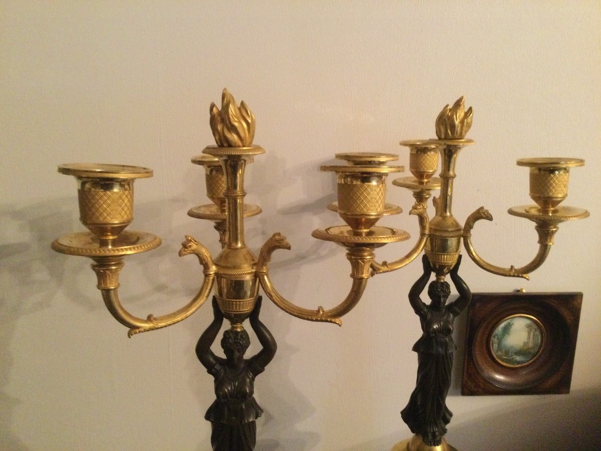 Pair Of Empire Period Candelabra-photo-2