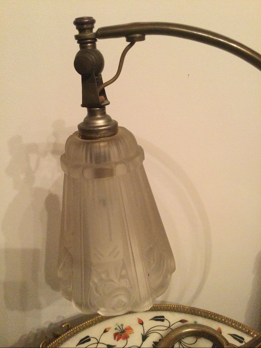 Desk Lamp Art Nouveau Glassware Signed J Robert-photo-4