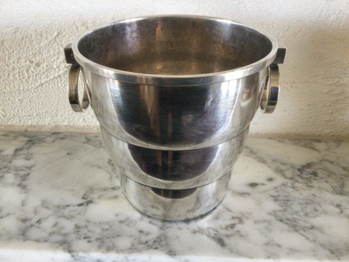 Ice Bucket, Ice Cube In Silver Metal Art Deco Period-photo-1