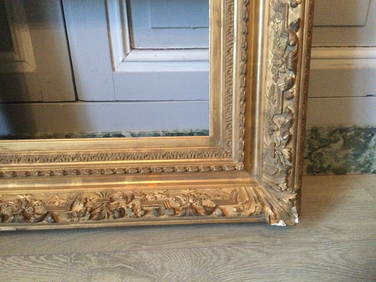 XIXth Frame In Wood And Golden Stucco-photo-1