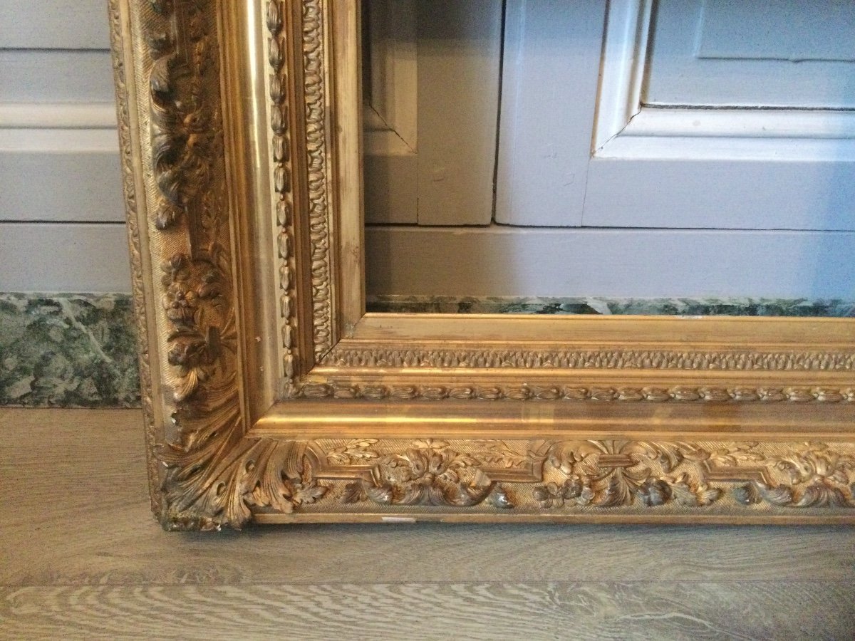 XIXth Frame In Wood And Golden Stucco-photo-2