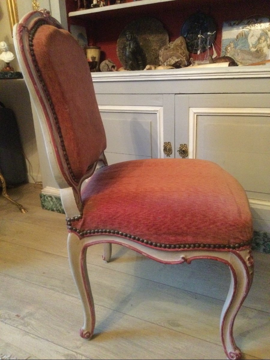 Large Louisxv Period Flat Back Chair In Two Tone Lacquered Wood-photo-2