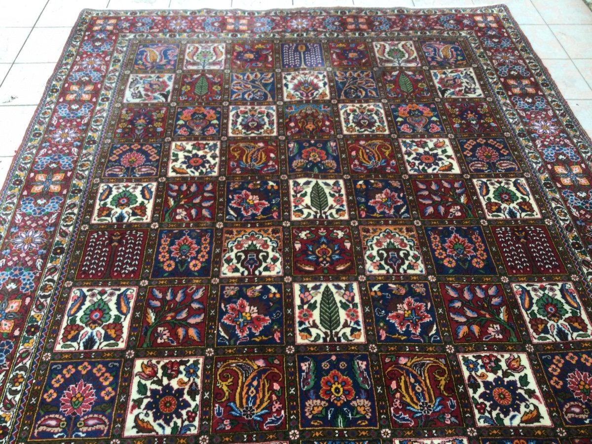 Handmade Iran Wool Rug Floral Box Pattern 307x202 Cm-photo-3