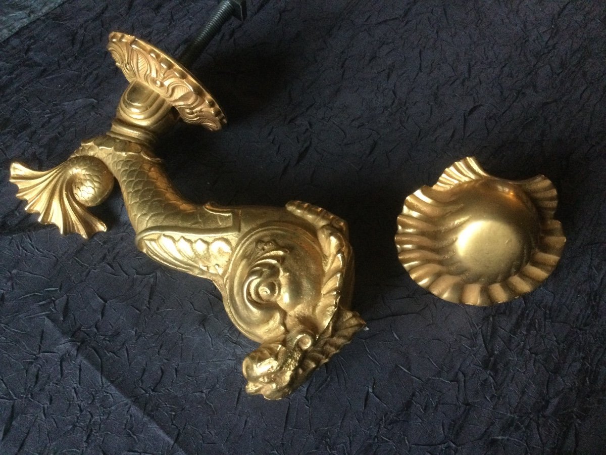 Large Door Knocker In Gilt Bronze XIXth Height 22.5 Cm-photo-3