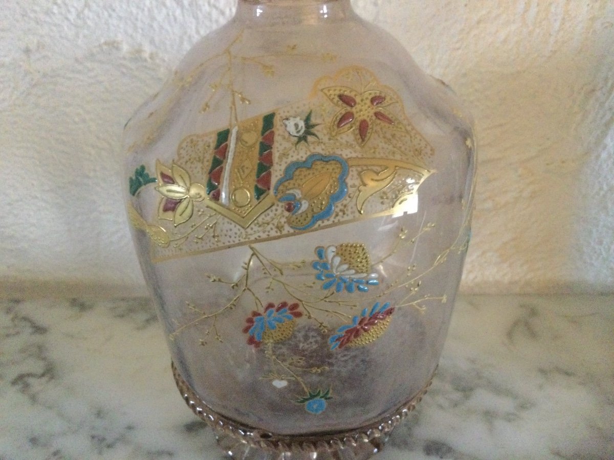 Art Nouveau Enameled Glass Carafe-photo-2