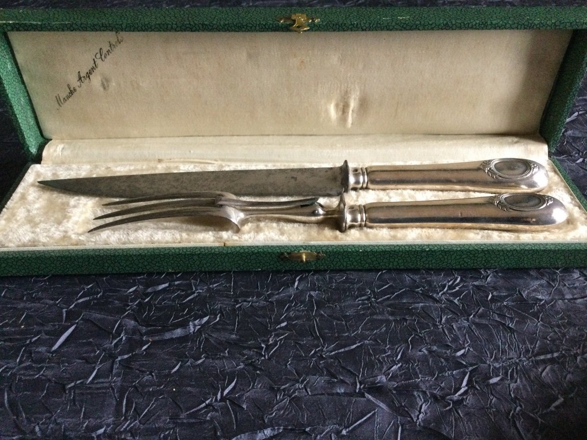 Carving Service Silver Handle Hallmark Minerva