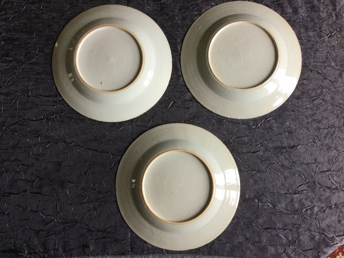 Three Blue White Chinese Porcelain Plates Decorated With Plants-photo-1