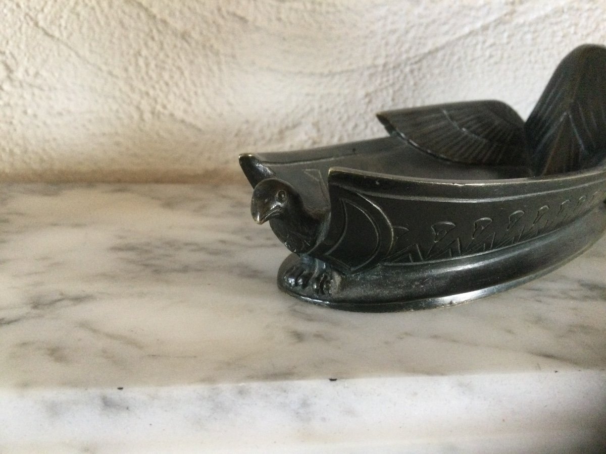 Vide Poche En Bronze Patiné à Décor De L’egypte Ancienne -photo-3