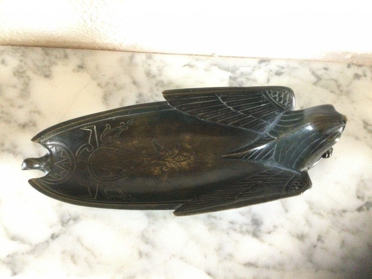 Vide Poche En Bronze Patiné à Décor De L’egypte Ancienne -photo-4