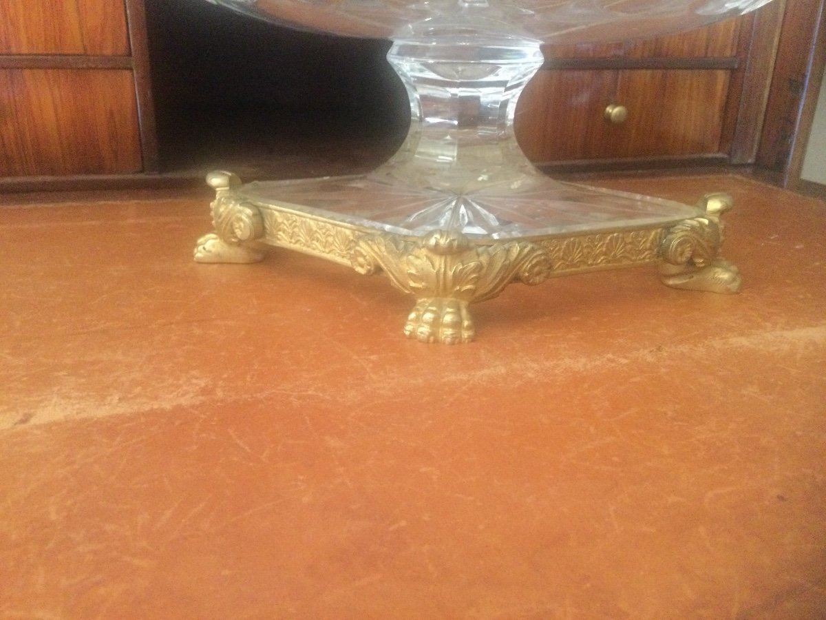 Coupe, Centre De Table En Cristal De Baccarat Et Bronze Doré -photo-2