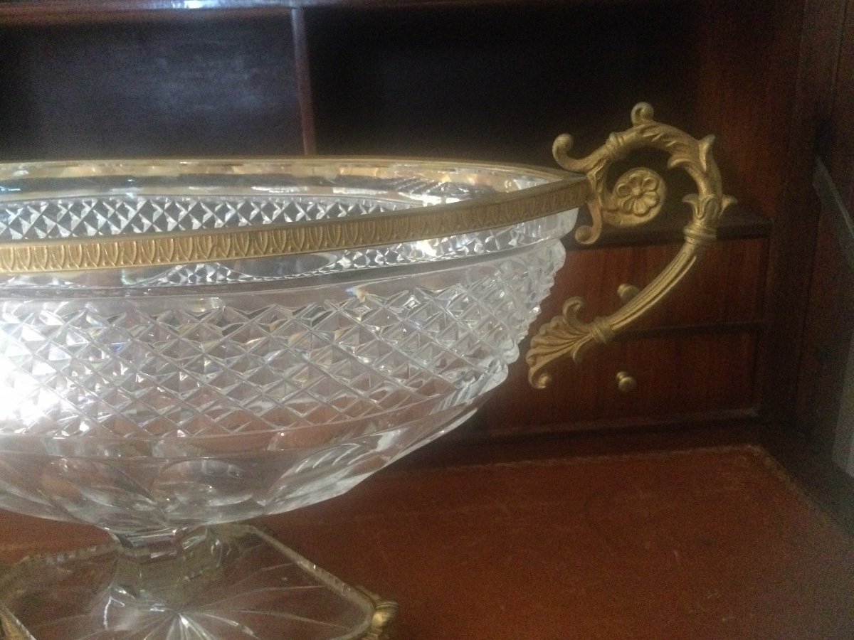 Coupe, Centre De Table En Cristal De Baccarat Et Bronze Doré -photo-3