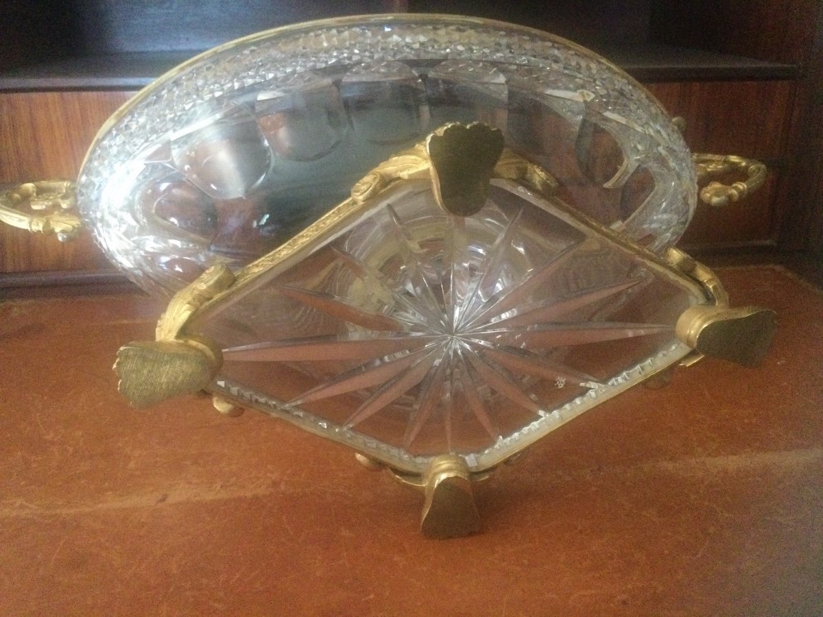 Coupe, Centre De Table En Cristal De Baccarat Et Bronze Doré -photo-4
