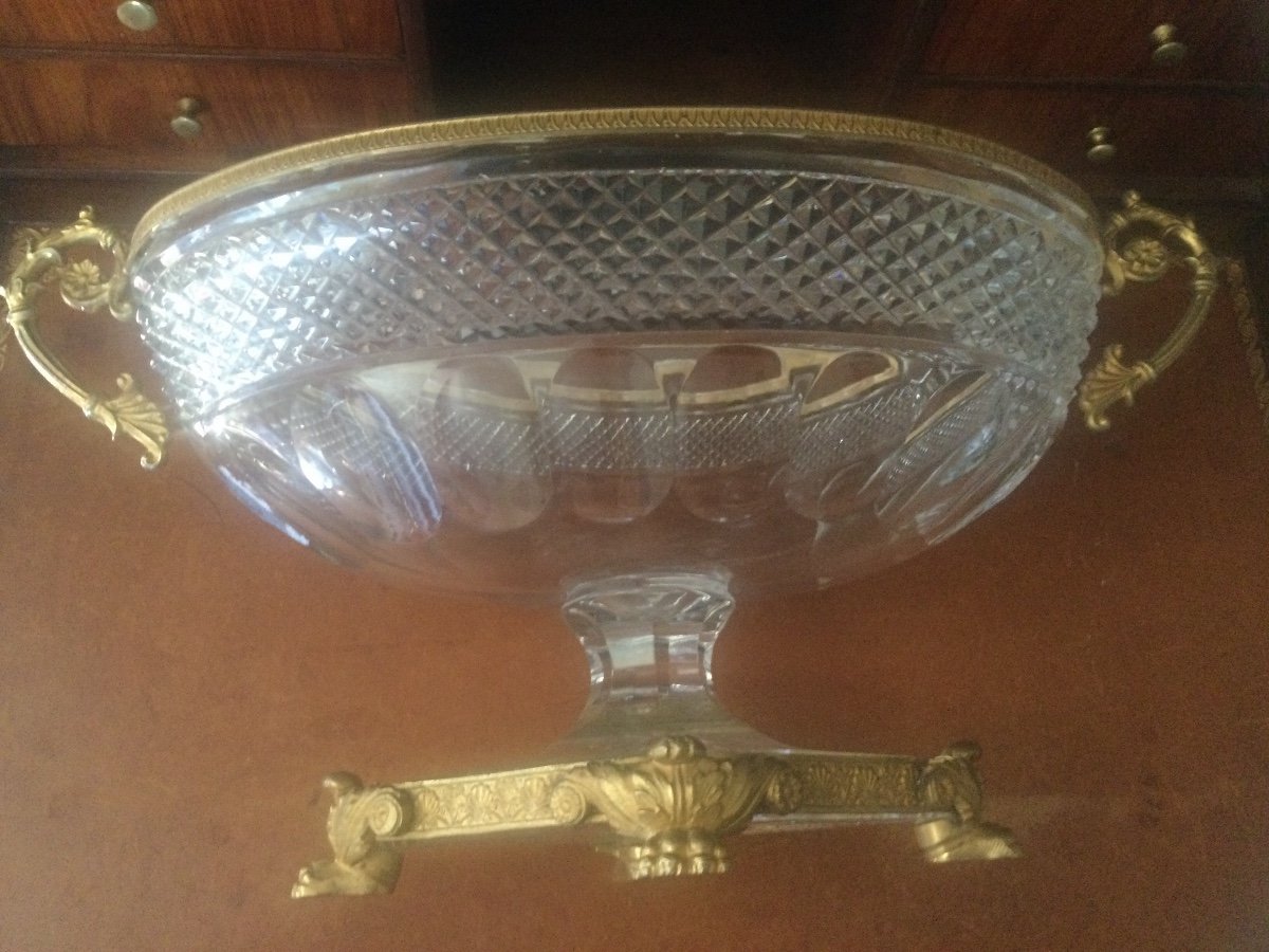 Coupe, Centre De Table En Cristal De Baccarat Et Bronze Doré -photo-1
