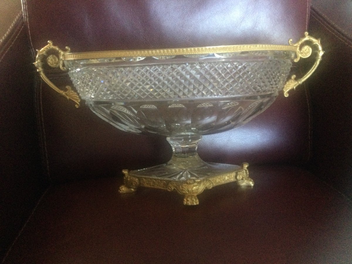 Coupe, Centre De Table En Cristal De Baccarat Et Bronze Doré -photo-2