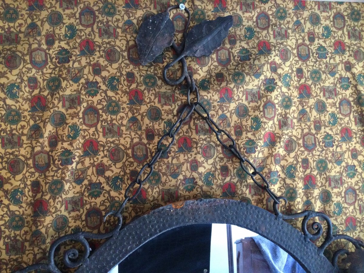 Half Moon Console And Its Wrought Iron Mirror-photo-2