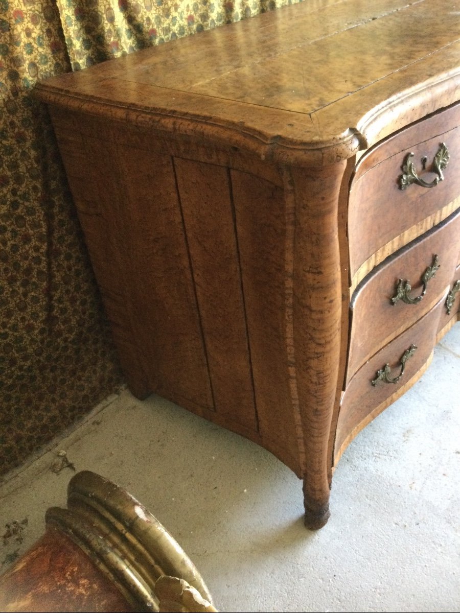 Rare Commode époque Régence En Platane Massif Travail Parisien -photo-3
