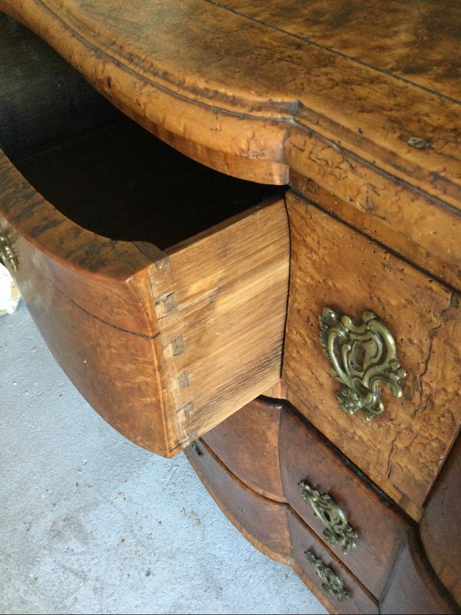 Rare Commode époque Régence En Platane Massif Travail Parisien -photo-3