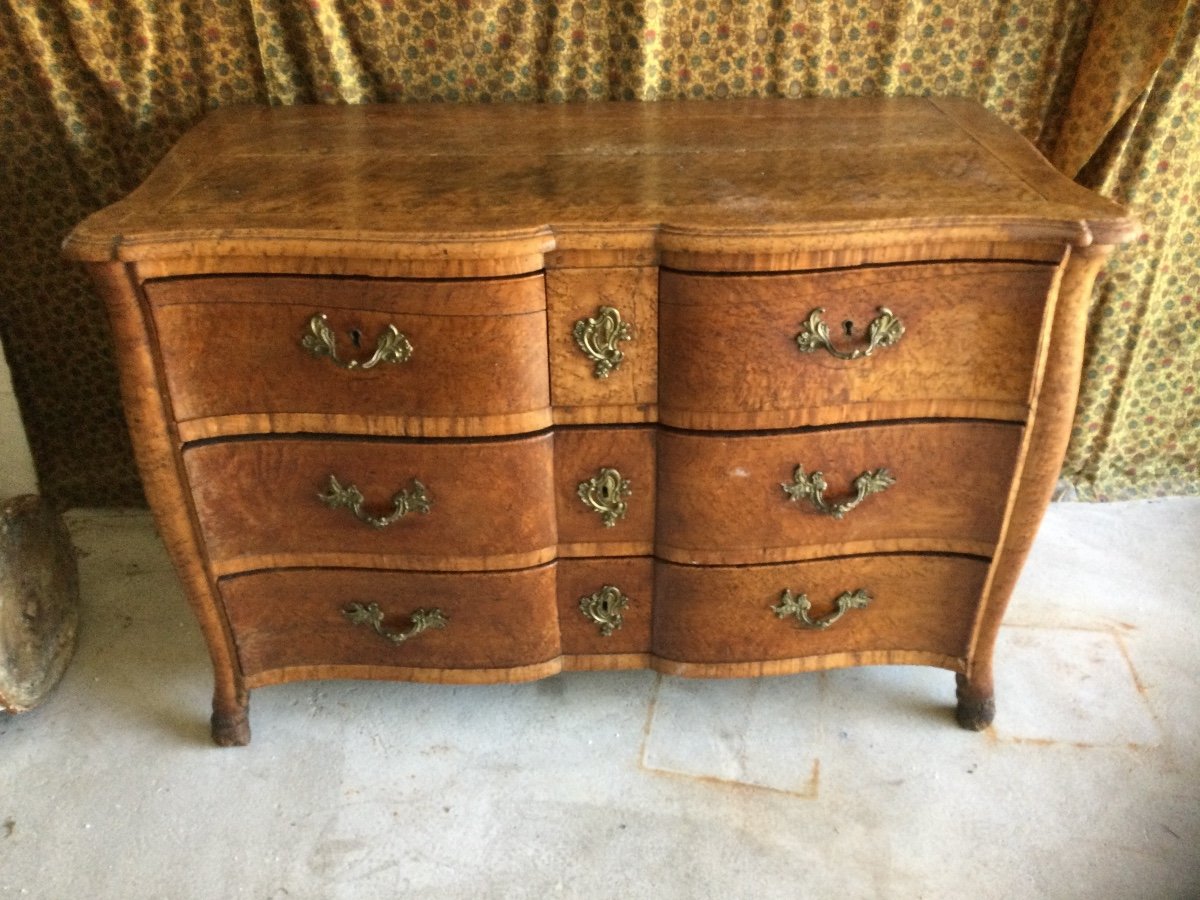 Rare Commode époque Régence En Platane Massif Travail Parisien 