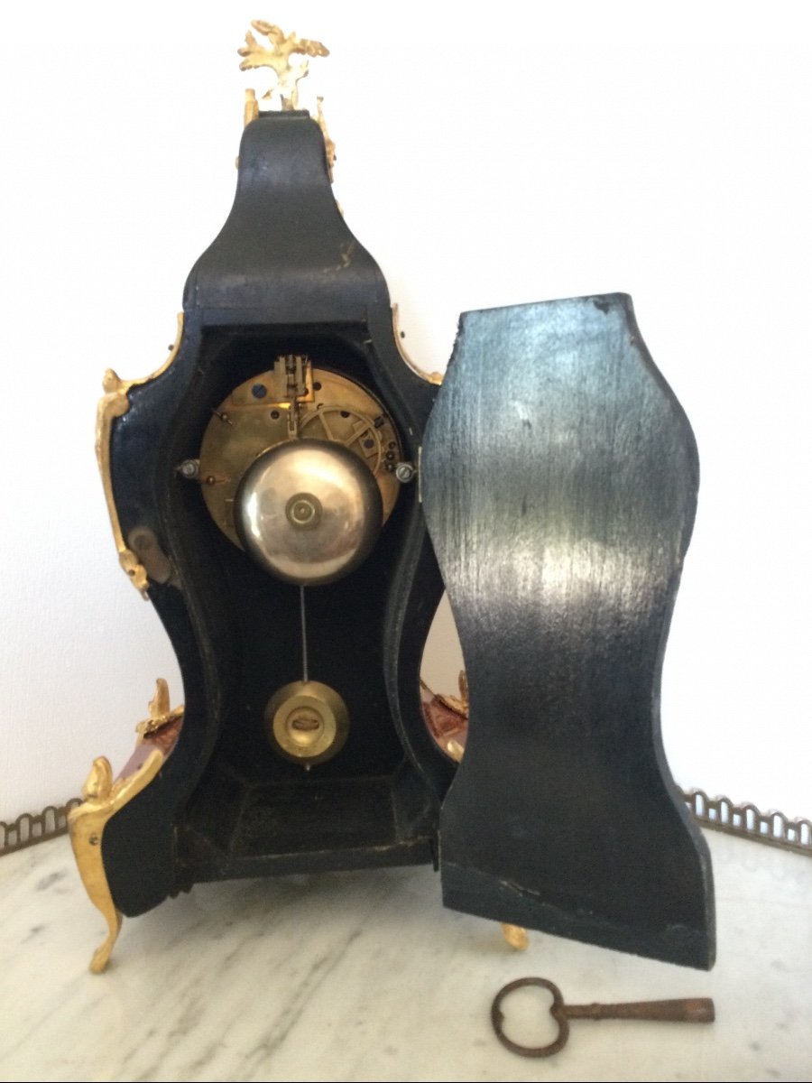 Louis XV Style Cartel In Red Tortoiseshell And Gilt Bronze-photo-4