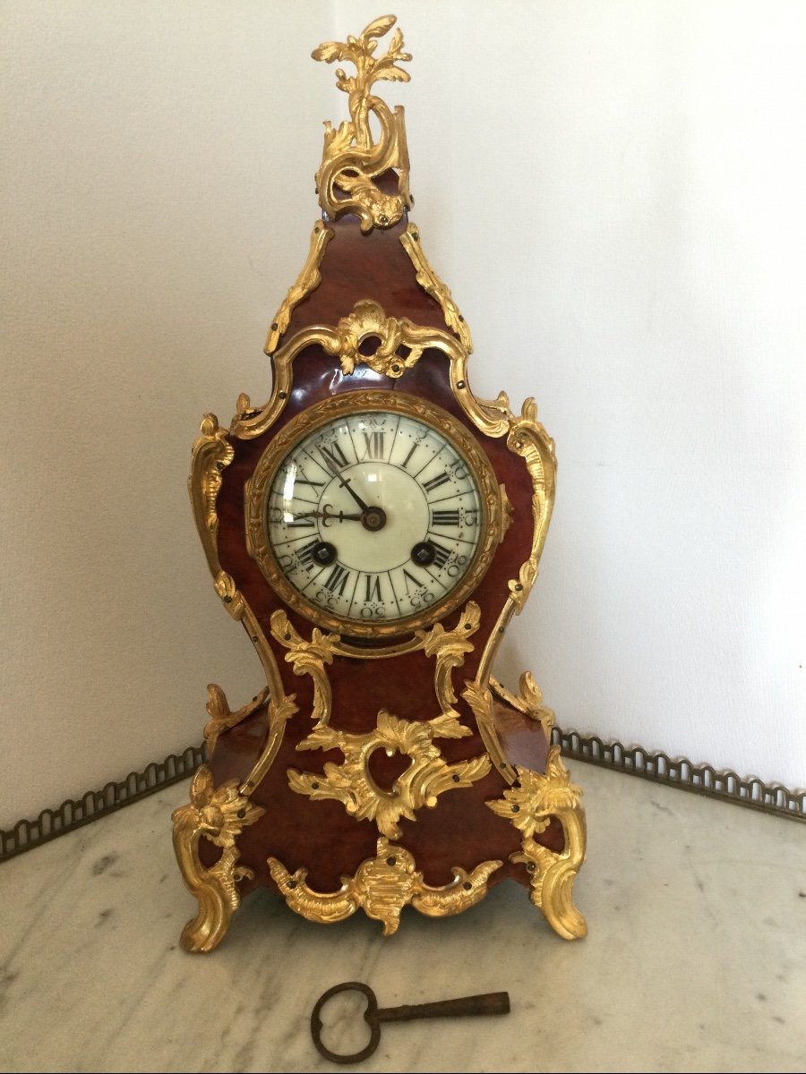 Louis XV Style Cartel In Red Tortoiseshell And Gilt Bronze-photo-2