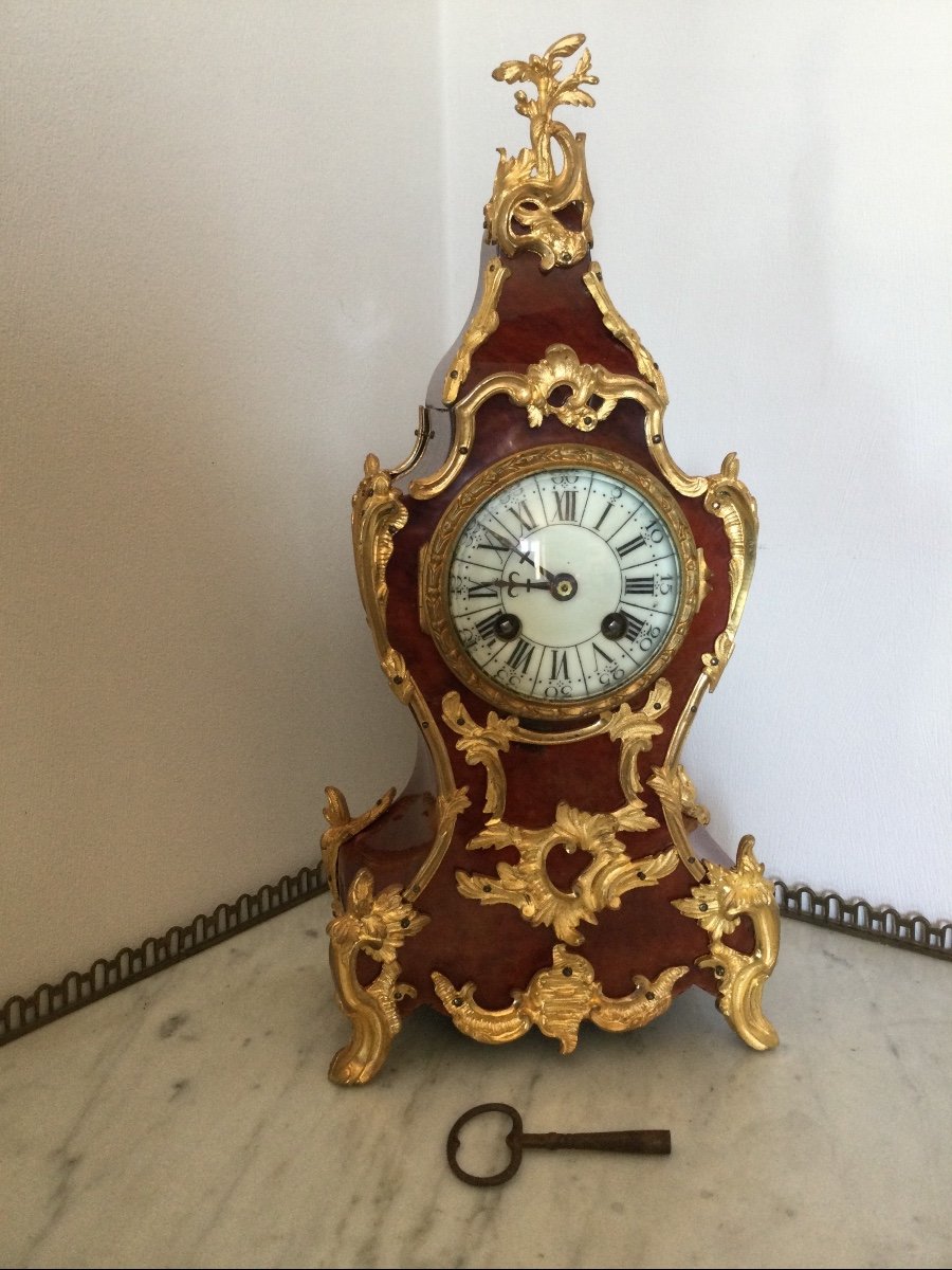 Louis XV Style Cartel In Red Tortoiseshell And Gilt Bronze