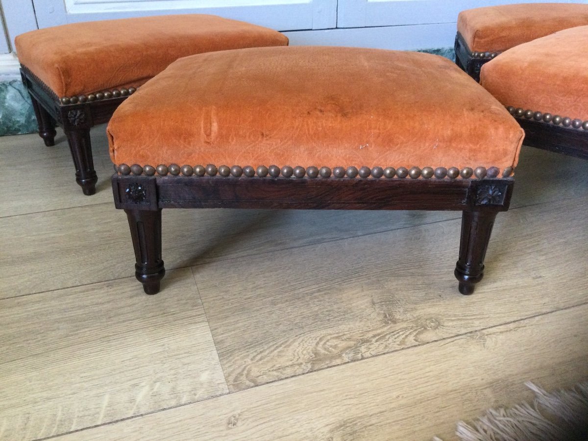 Suite Of 4 Rosewood Footstools Louis XVI Style-photo-2