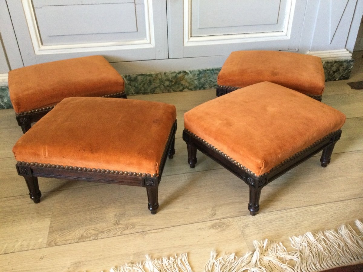 Suite Of 4 Rosewood Footstools Louis XVI Style