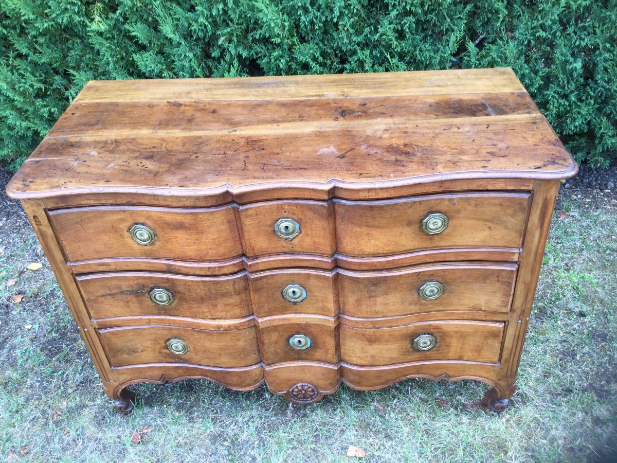 Commode arbalète Louis XV de Saintonge En Noyer époque XVIIIéme -photo-3