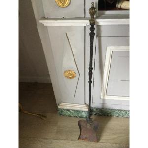 Fire Shovel In Wrought Iron And Bronze Regency Period