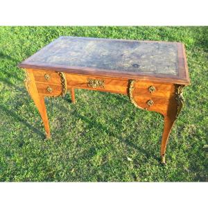 Louis XV Bureau Marquetry Of Flowers Opening With Five Drawers