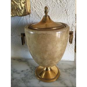 Ice Bucket In Stingray And Gilt Bronze Art Deco Period"