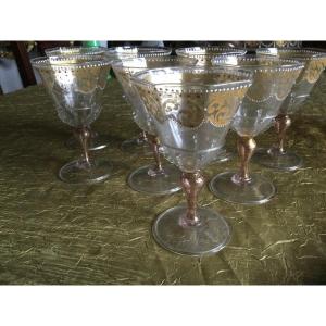 Eight Venetian Work Blown Glasses