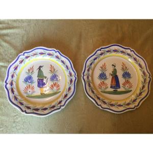 Pair Of Earthenware Dishes From Henriot In Quimper