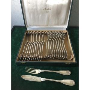 12 Christofle Fish Cutlery With The Shell Vendome Model