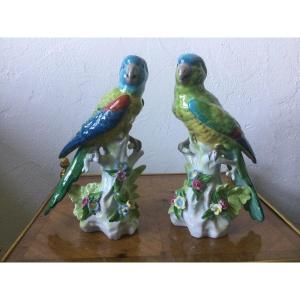 Pair Of Porcelain Parrots