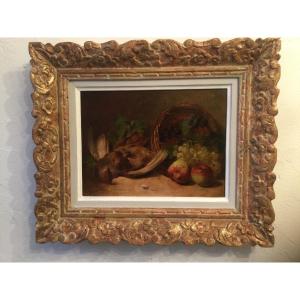 Hst Still Life With Fruits And Partridge Signed Duruy