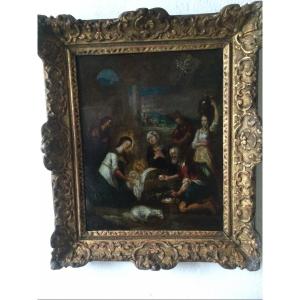 Nativity Oil On Copper Late 17th Century Early 18th Century