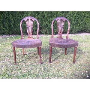 Pair Of Large Mahogany Gerbe Back Chairs 